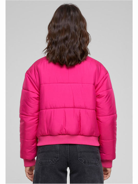 Urban Classics Ladies Kurz Damen Puffer Jacke für Winter Rosa