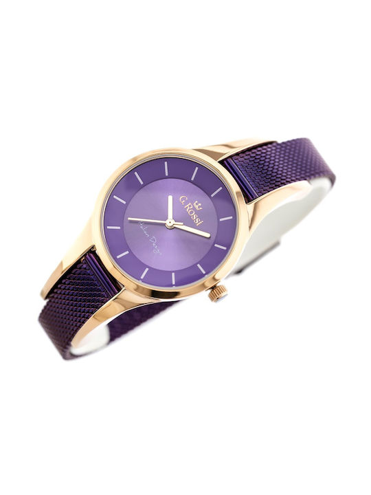 G.Rossi Women's Watch with Purple Metal Bracelet