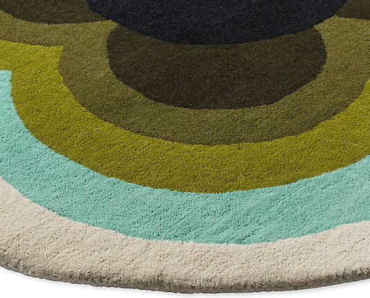 Orla Kiely Sunflower Lucrat manual Covor Rotund Olive
