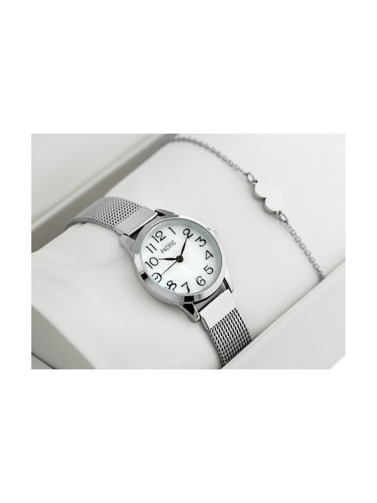 Pacific Ceas Bărbați 50mm Baterie Cu Brățară Din Metal Gri / Gri