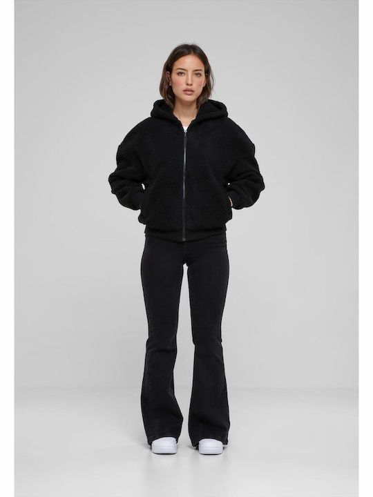 Women's Blouse Sherpa Long Sleeve Black
