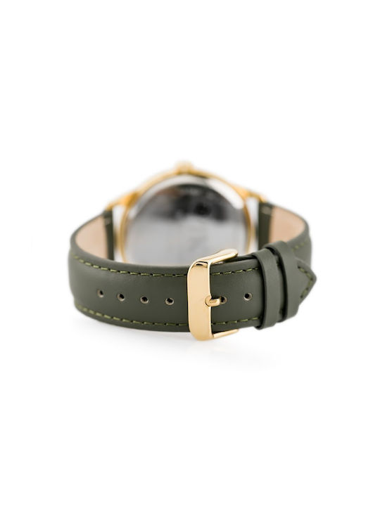 Jordan Kerr Ανδρικό Ρολόι 39mm Μπαταρίας με Πράσινο / Πράσινο Δερμάτινο Λουράκι