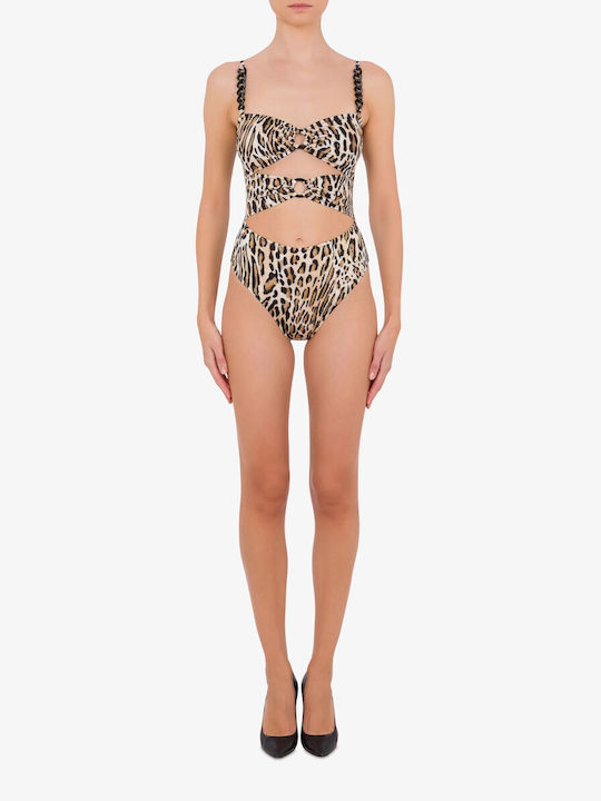 Moschino Animal Print Swimsuit Black