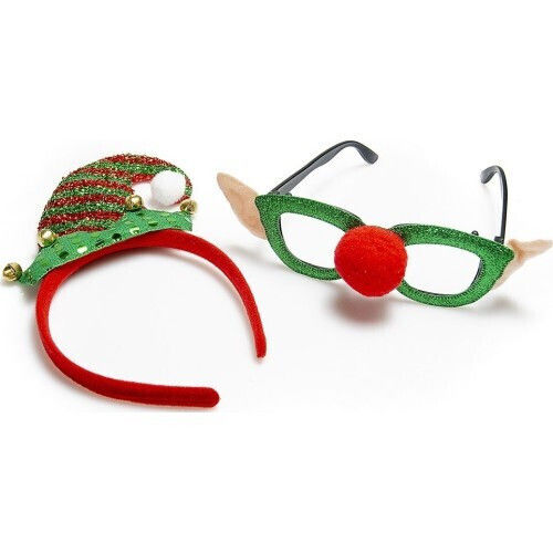 Weihnachts-Stirnband Rote mit Muster Elfen Rot