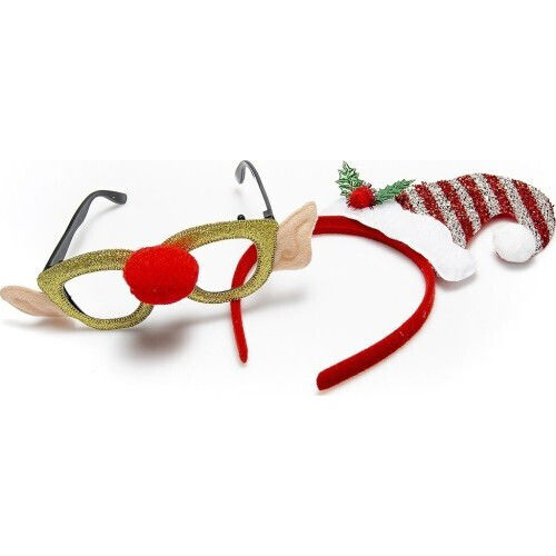 Weihnachts-Stirnband Rote mit Muster Elfen Rot