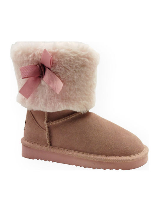 Boots with Fur Suede Kids Boots with Zipper Pink