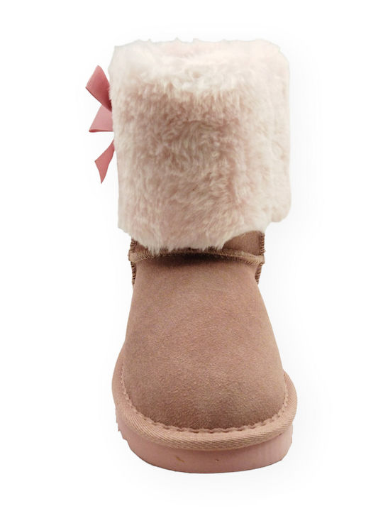 Boots with Fur Suede Kids Boots with Zipper Pink