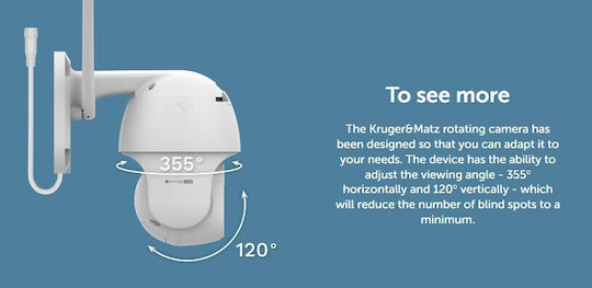Kruger & Matz Connect C90 IP Κάμερα Παρακολούθησης Wi-Fi Full HD 1080p Αδιάβροχη Μπαταρίας με Ηχείο και Φακό 2.4mm