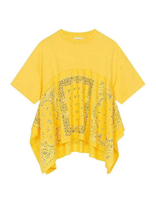 Women's Blouses Oversized Short Sleeve T-shirt Yellow