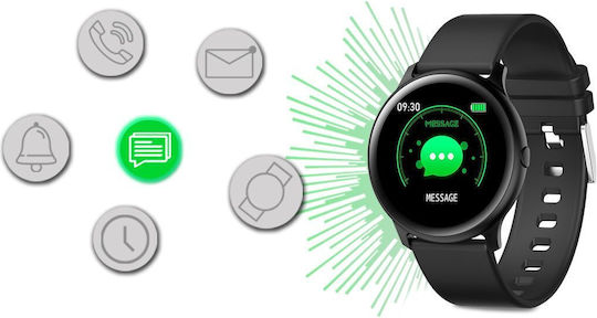 G.Rossi 45mm Smartwatch με Παλμογράφο (Μαύρο)