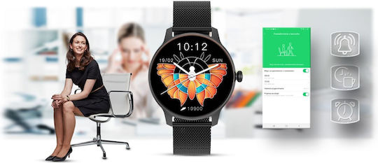 G.Rossi 40mm Smartwatch με Παλμογράφο (Μαύρο)