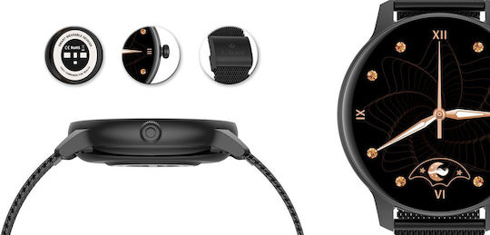 G.Rossi 40mm Smartwatch με Παλμογράφο (Μαύρο)