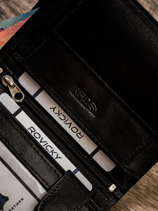 Leder Herren Geldbörse Karten mit RFID Schwarz