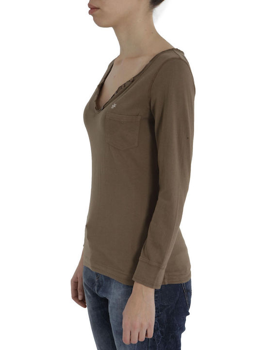 Oxbow Women's Blouse Cotton Long Sleeve Khaki (KHAK)