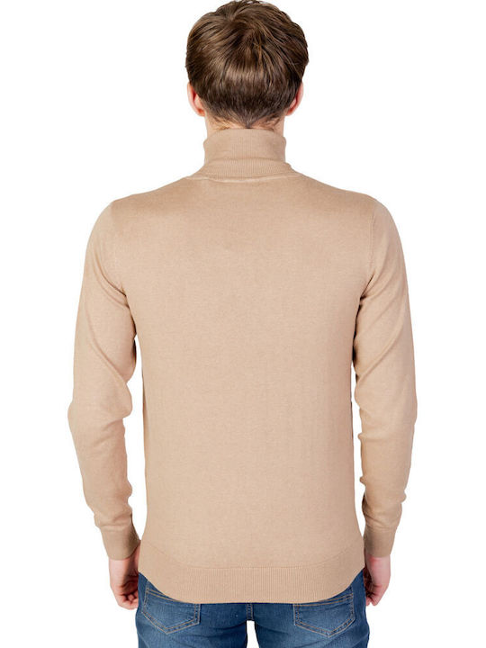 U.S. Polo Assn. Men's Long Sleeve Sweater Turtleneck Dark Beige