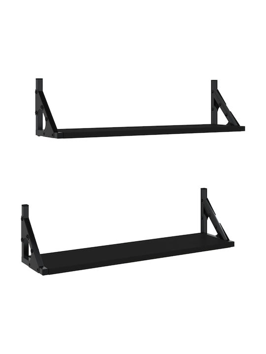 Shelves Wall Black 2pcs 60x15x15.5cm