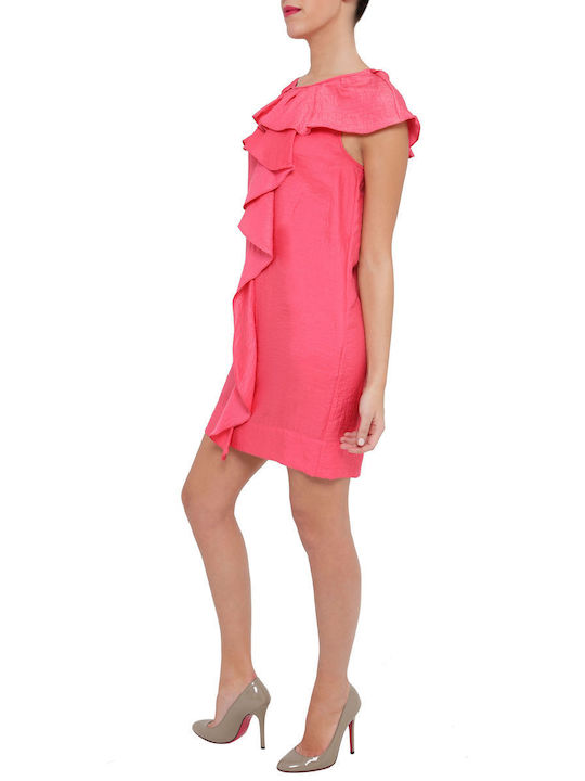 BCBG Maxazria Mini Dress with Ruffle Coral