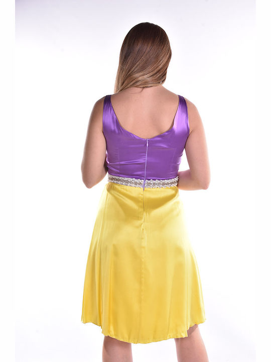 Sommer Mini Abendkleid Satin A-Linie (Ambeige)