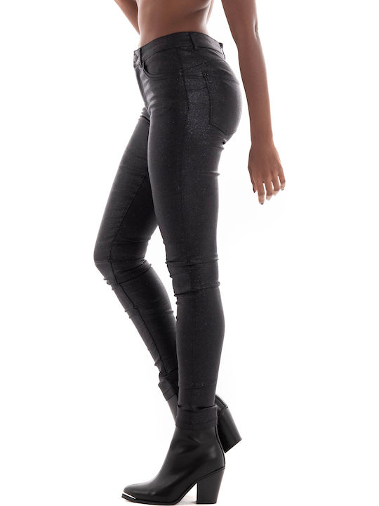 Alia Damen Stoff Hose in Enger Passform Schwarz