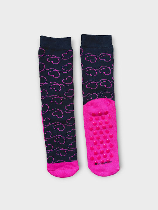 Meritex Kids' Slipper Socks Black with Pink.