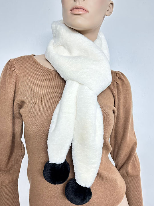 Verde 06-591 Women's Fur Scarf White