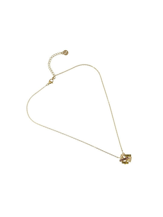 Anartxy Necklace from Gold Plated Steel with Zircon