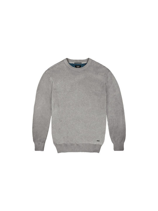 Double Plus Size Men's Long Sleeve Sweater Smoke