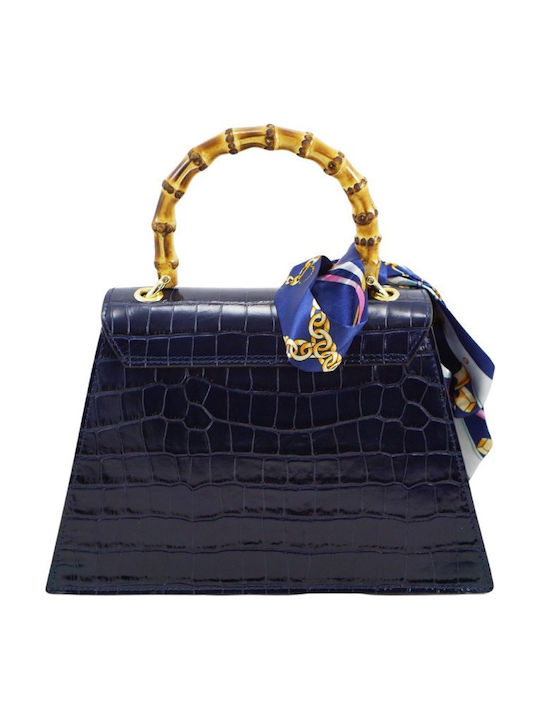 Leather Women's Flap Bag Blue