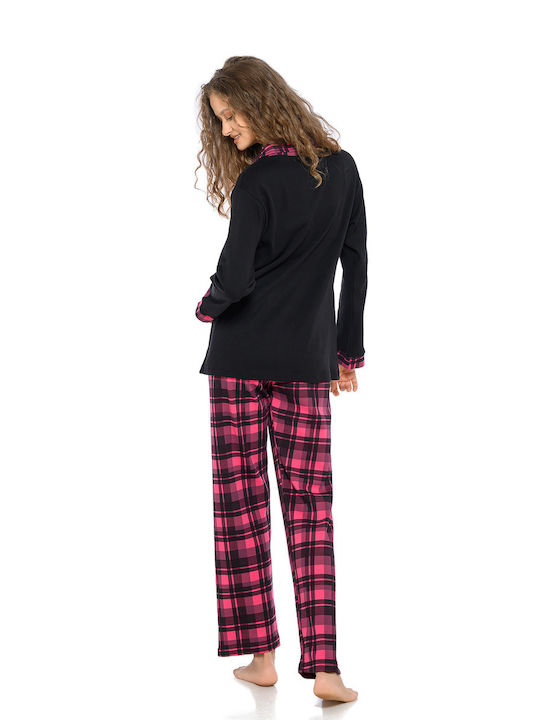 Clio Lingerie Winter Women's Pyjama Set Cotton Black