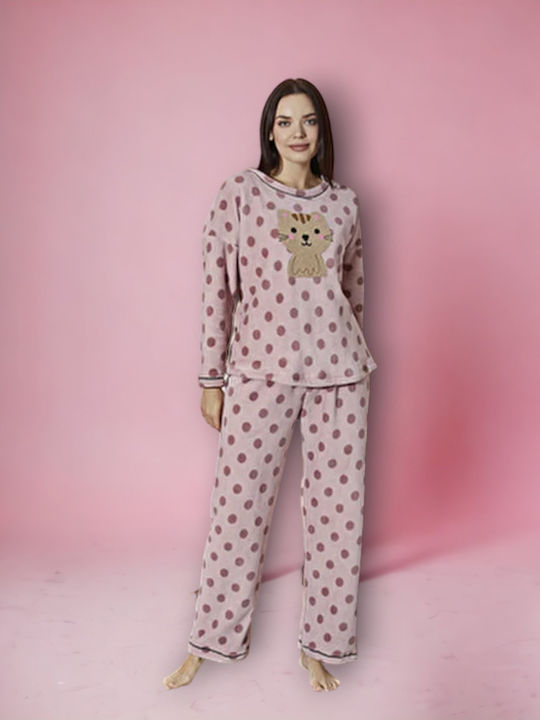 Eliz Winter Women's Pyjama Set Fleece Rose