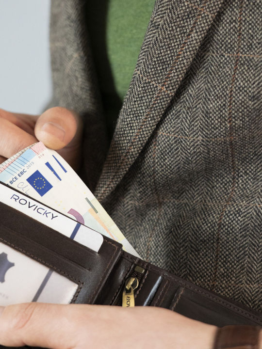Leather Men's Wallet with RFID Brown