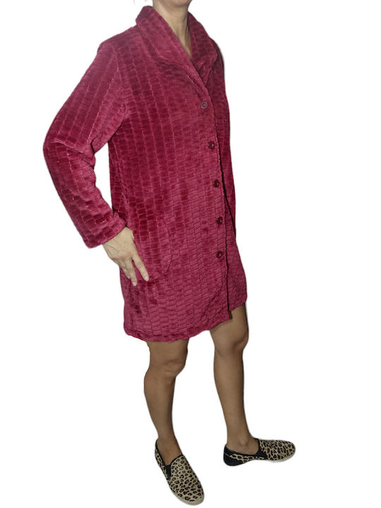 Mardim Winter Women's Fleece Robe Burgundy