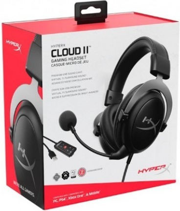 HyperX Cloud II Надушници Геймърски слушалки с връзка USB / 3,5 мм Черен
