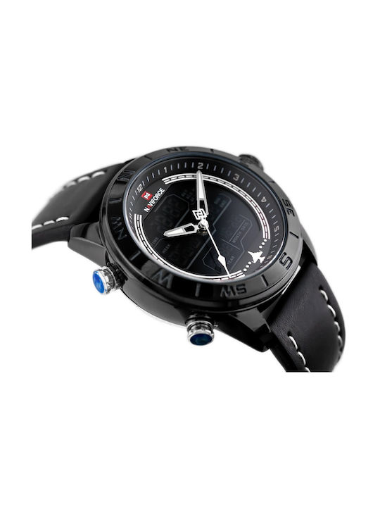 Naviforce Watch Battery with Black Leather Strap