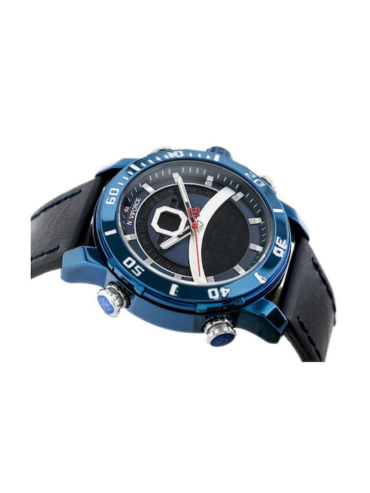 Naviforce Ceas Baterie cu Albastru Brățară din piele NF