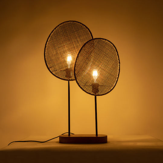 GloboStar Azul Wood Table Lamp for Socket E27 with Beige Shade and Base