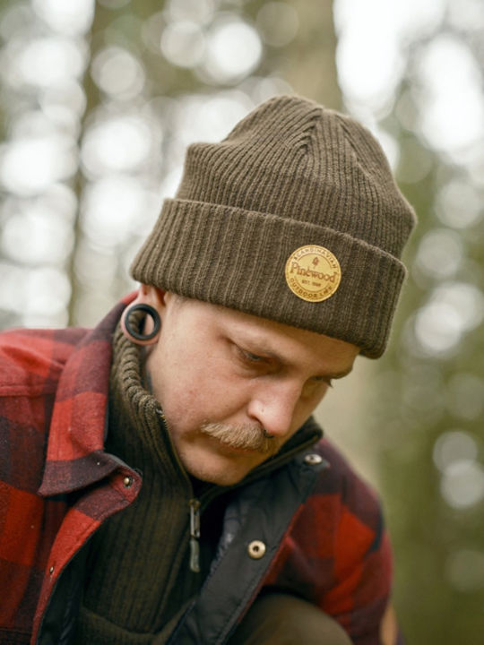 Beanie Unisex Fleece Σκούφος Πλεκτός σε Χακί χρώμα