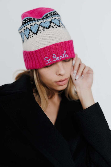 Beanie Unisex Beanie Knitted in Fuchsia color