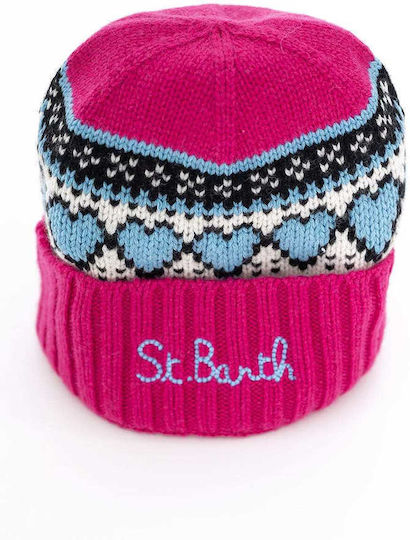 Beanie Unisex Beanie Knitted in Fuchsia color
