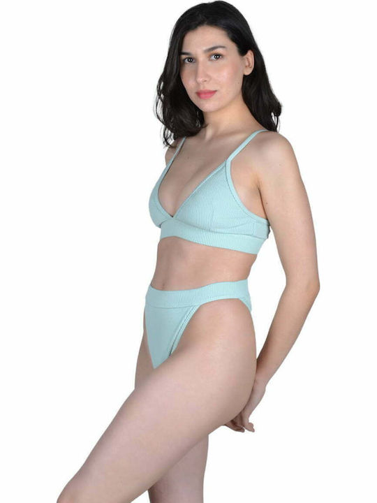 Set Bikini Brazil Talie Înaltă Mentă