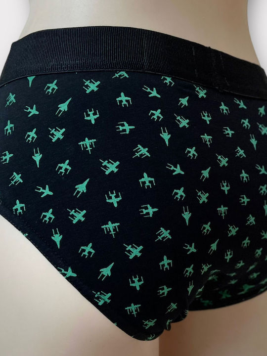 Men's Slip Black with Patterns