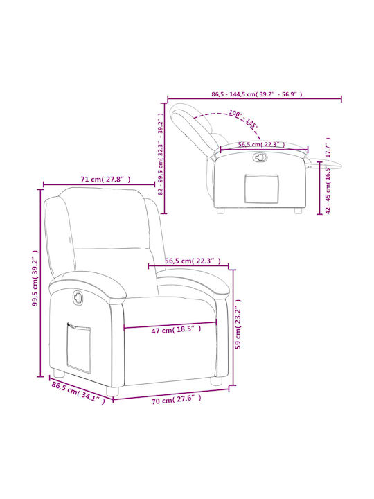 Relax Armchair with Footstool Cream 71x86.5x99.5cm