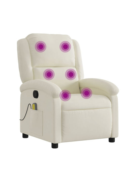 Πολυθρόνα Relax Massage με Υποπόδιο Βελούδινη Κρεμ 71x86.5x99.5cm