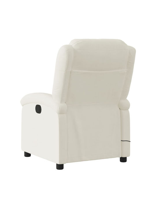 Πολυθρόνα Relax Massage με Υποπόδιο Βελούδινη Κρεμ 71x86.5x99.5cm