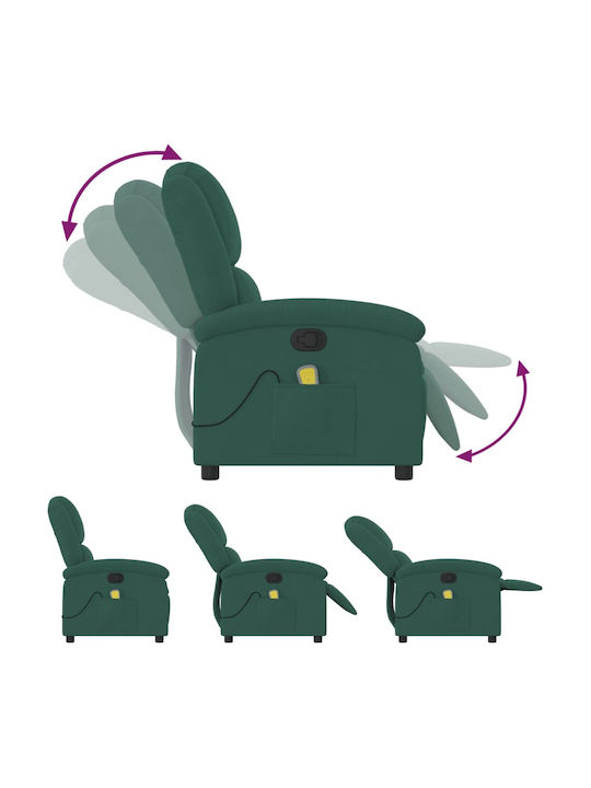 Фотьойл Relax Масаж С поставка за крака Кадифен Dark Green 71x86.5x99.5см