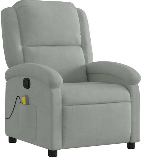 Fotoliu Relax Masaj cu Puf Catifelat Gri deschis 71x86.5x99.5cm