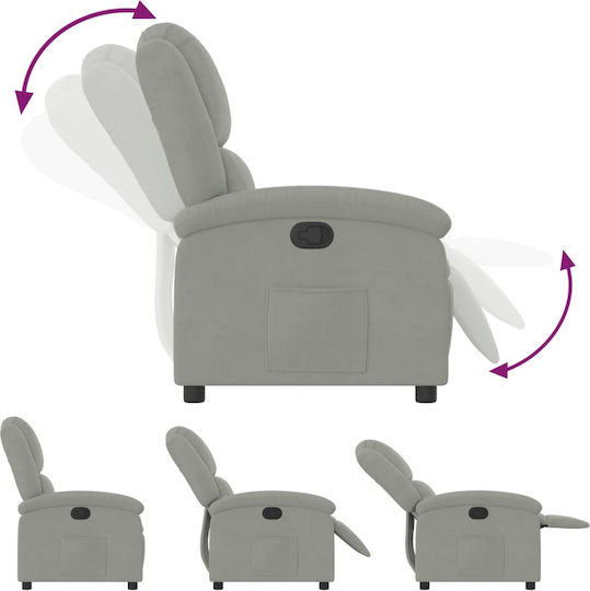 Relaxsessel mit Fußhocker Samt Light Grey 71x86.5x99.5cm