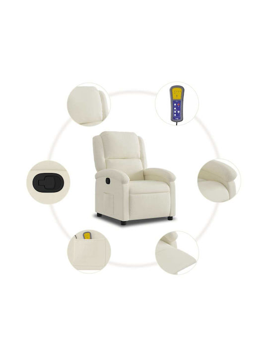 Πολυθρόνα Relax Massage με Υποπόδιο Βελούδινη Κρεμ 71x86.5x99.5cm