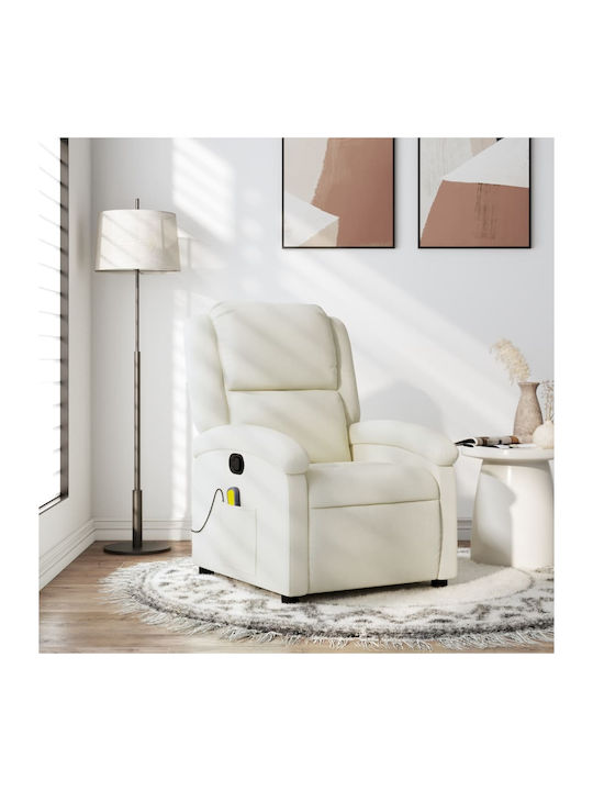 Πολυθρόνα Relax Massage με Υποπόδιο Βελούδινη Κρεμ 71x86.5x99.5cm