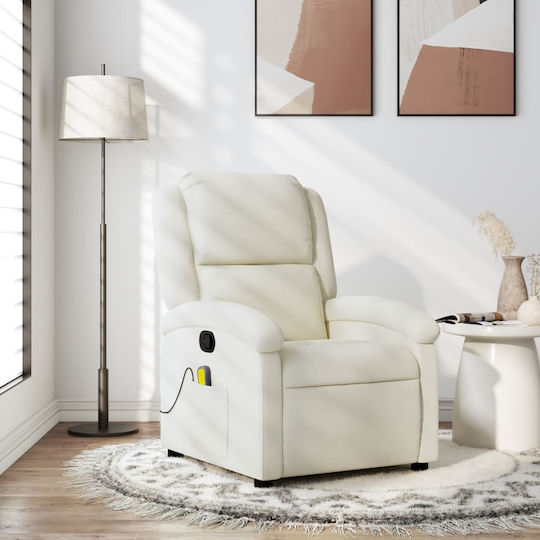 Πολυθρόνα Relax Massage με Υποπόδιο Βελούδινη Κρεμ 71x86.5x99.5cm